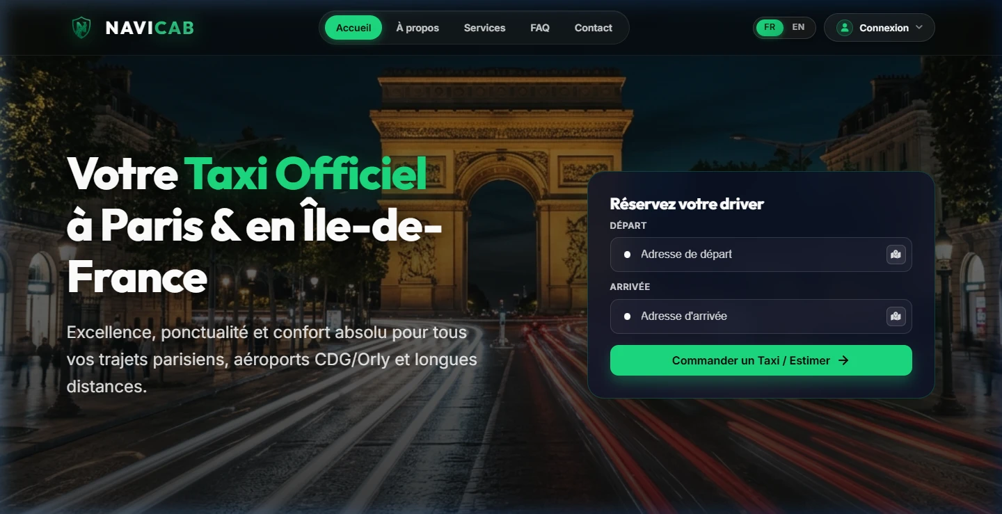 Interface officielle de la plateforme SaaS NaviCab sur navicab.fr